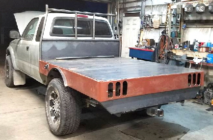 Custom Flat Bed with Headache Rack Truck. Steel.