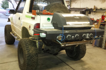 Hitch Mounted BBQ on Off Road Truck.