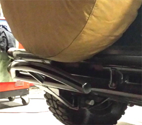Hitch Mounted Steel Spare Tire Guard.