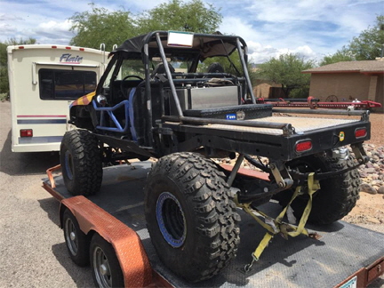 Toyota Truggy with custom chassis and Boat Side Rock Sliders.